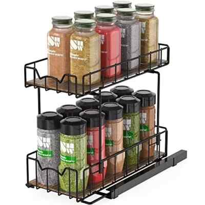 2-Tier Spice Rack Organizer Pull Out Seasoning Rack for Kitchen Cabinet Shelf