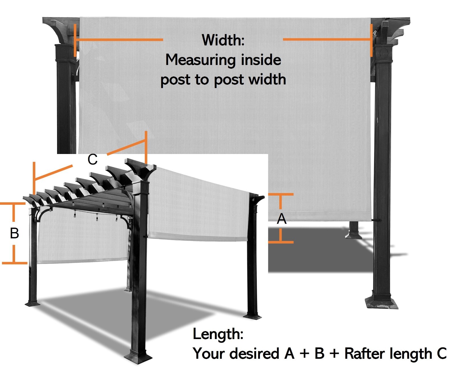 Outdoor Pergola Shade Cover Canopy w/ Heavy Duty Weighted Metal Rod and Paracord