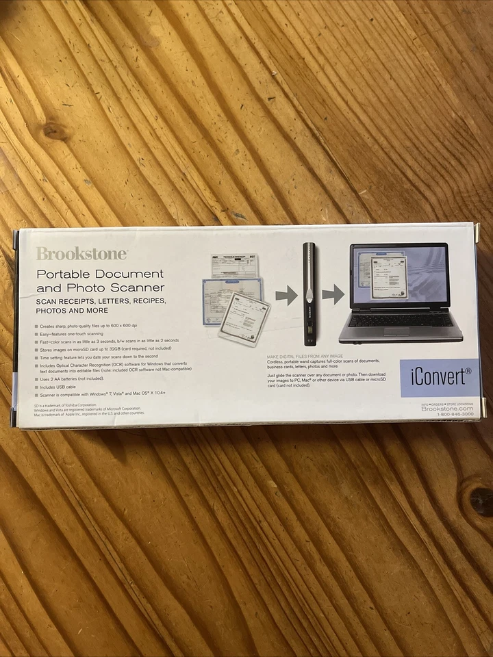 Brookstone iConvert Portable Document & Photo Scanner Receipts New Open. (D10) - Image 2 of 4