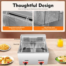 Commercial Countertop Gas Fryer Doul Frying Baskets LPG Liquefied Gas Deep Fryer