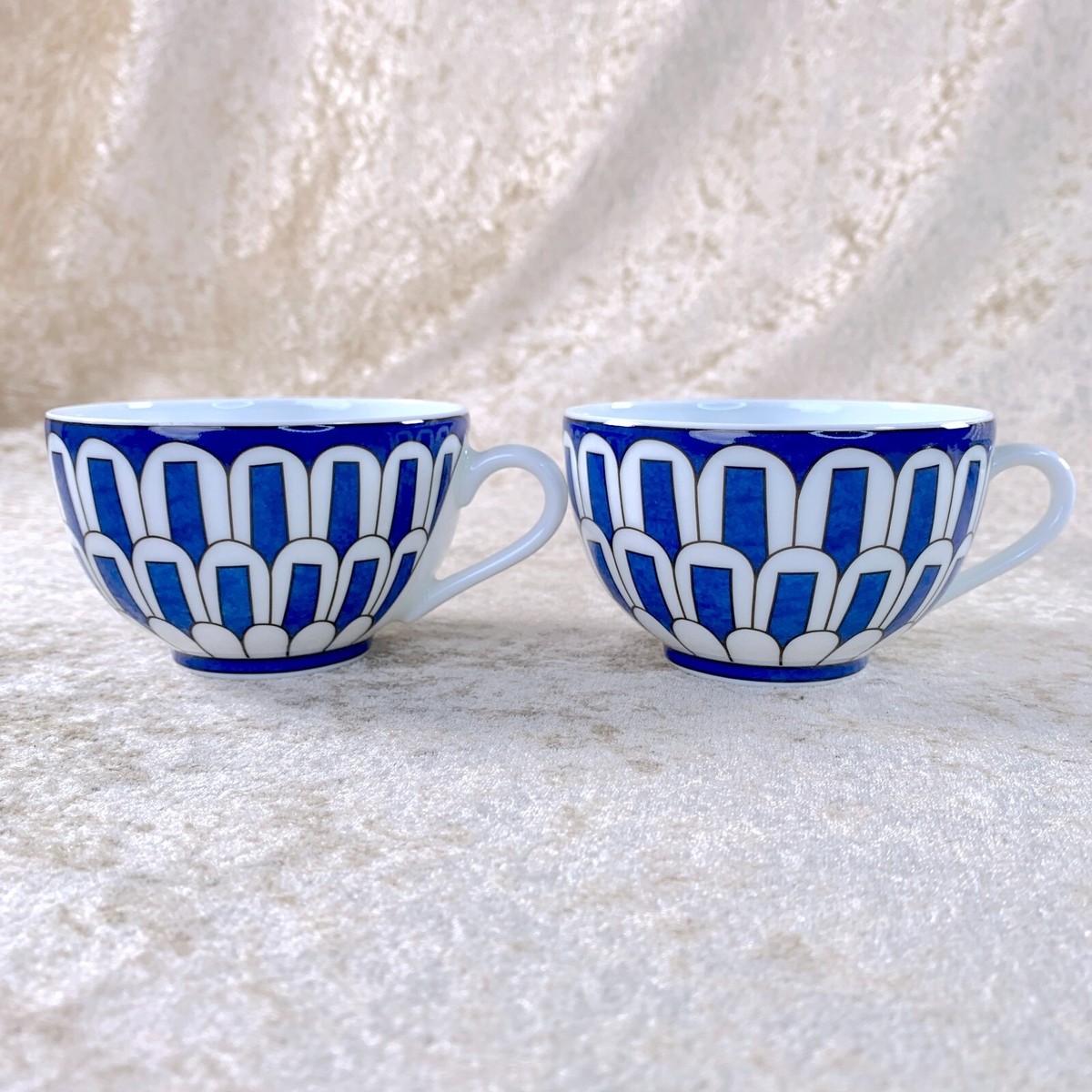 Hermes Bleus d'Ailleurs Tea Cup & Saucer 2 Sets Blue