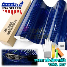 Holographic Carbon Fiber Blue Laser Chrome Car Vinyl Wrap Sheet Decal Sticker