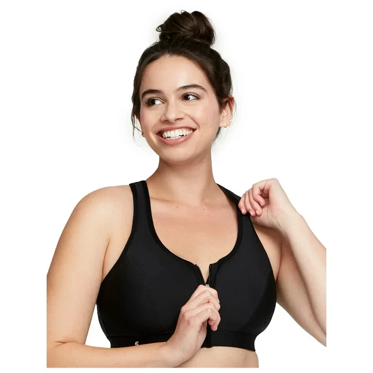 Glamorise Full Figure Plus Size Zip Up Front-Closure Sports Bra