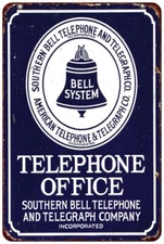 Southern Bell Telephone Vintage Look Reproduction Metal sign 8 x 12