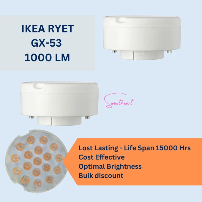 GX53 LED Light Bulbs *IKEA RYET* Energy Saving 1000 LM 2700K Instant ON (2  Pack)