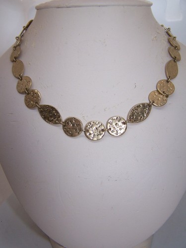 Hammered Gold Tone DISK NECKLACE | eBay
