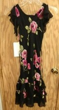 Girls SZ 12 Black and Red Dress by Emily West Roses party floral New tag