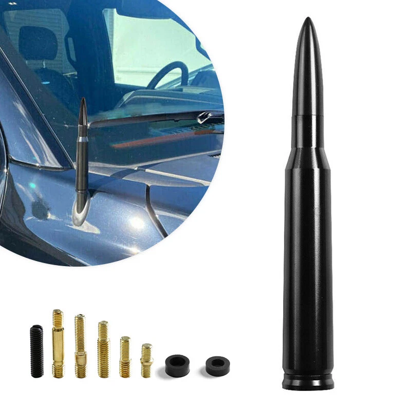 Universal 5.5" Tornillo Negro Coche Estilo Bala Antena Aluminio Radio FM Sujetador Foto 2 de 4