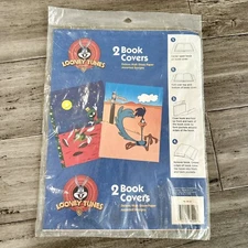 2 NEW Looney Tunes Paper Book Covers Vintage 1998 Warner Brothers NOS Marvin