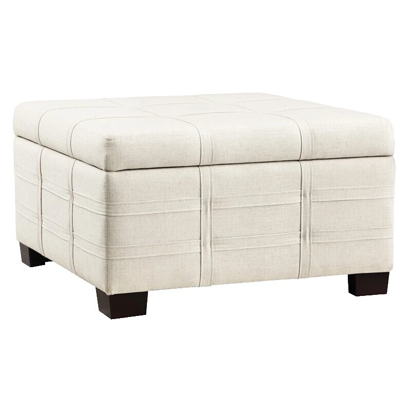 White Fabric Storage Ottomans