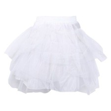 Women 4 Layer Elastic Drawstring Waist Underskirt Solid Color Short Petticoat So