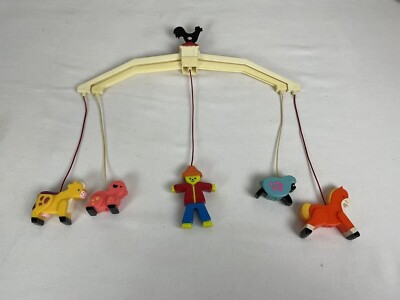Vintage Fisher Price Baby Mobile Farm Themed Horse Pig Sheep Cow