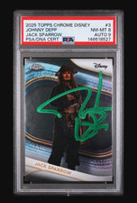 🔥JOHNNY DEPP SIGNED AS JACK SPARROW–2025 TOPPS CHROME DISNEY PSA/DNA AUTO RARE