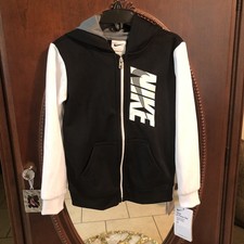 Image of Nike Infant Boys 4T Zip Up Hoodie Black White Therma-Fit Pockets Nike Logo