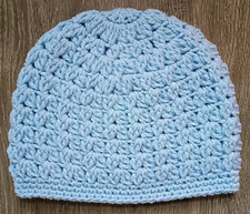 Crochet Handmade Simple Cluster Hat/Beanie Color Light Blue