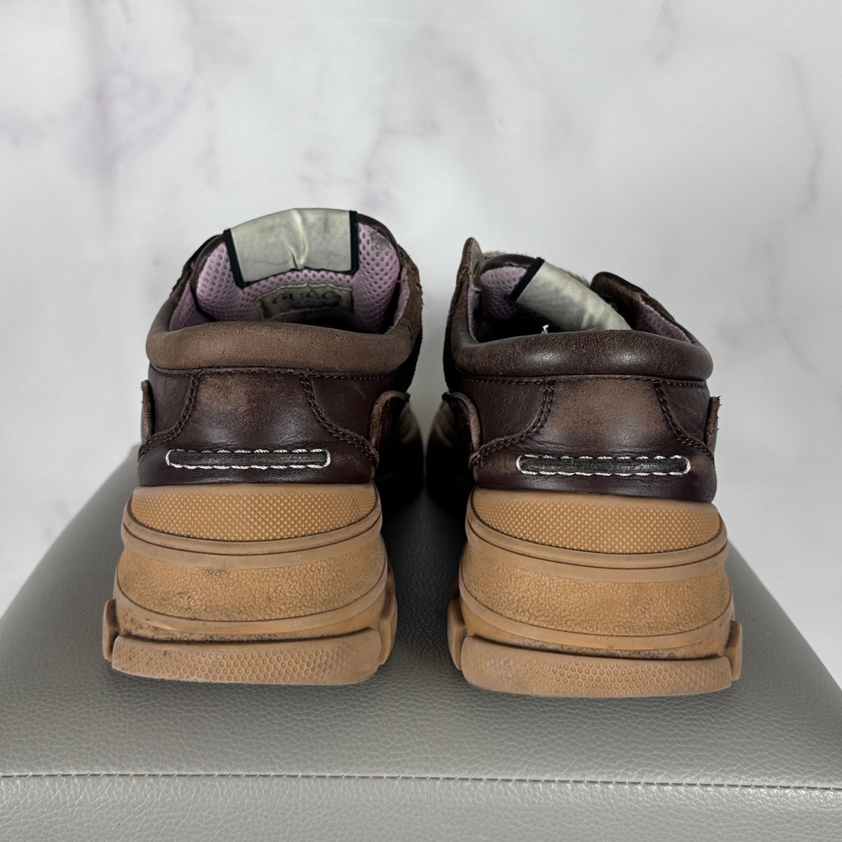 Gucci Boatrek Sneaker Brown Leather Size 7 Designer Boat Trek Shoe