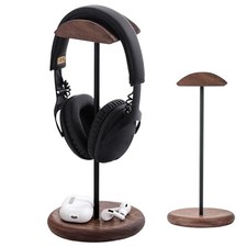 Walnut Wood  Aluminum Headset Stand, Desktop Headphone Stand, Headset Holder