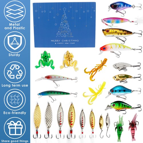 Fish Lure Countdown Calendar 12 Days Fishing Lures Set Creative 2024 Xmas swCzL - Picture 6 of 12