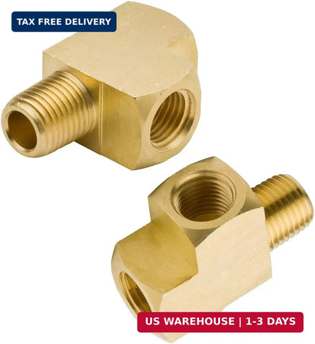 Brass Street Tee 1/8" NPT Female x 1/8" NPT Male x 1/8" NPT Female Pipe Fitting,