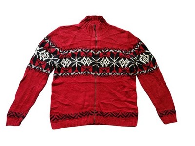 Vintage Croft & Barrow Strickpullover Cardigan Gr S Geometrische Rot