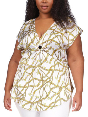 MICHAEL Michael Kors Womens Graphic Keyhole Blouse Plus Size
