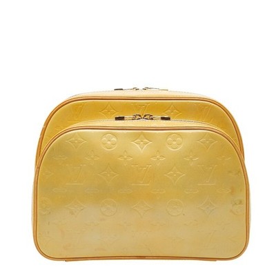 Louis Vuitton Monogram Vernis Marey Backpack Bag M91038 Gray Yellow Patent Leath