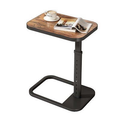 Adjustable Height C-Shaped End Table, 9-Level Side Table with Metal Rounded E...