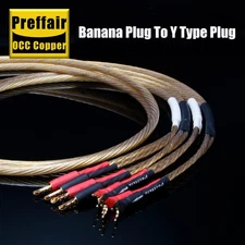 Pair 8Core Preffair Banana Plug Y-Type Plug OCC Copper Silver Plated Cable