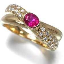 Auth TASAKI Ring Ruby 0.41ct Diamond 0.20ct US5 18K 750 Yellow Gold 