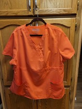Tangerine Orange Scrub Top By Greys Anatomy Sz 3X. Excellent Condtn.