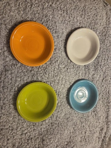 4 Fiesta Fruit Bowls (5.25 in) New - Tangerine, Turquoise, White, Lemongrass