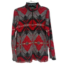 Lauren Ralph Lauren Active Women Top 1/4 Zip Southwest Waffle Knit Aztec Size 1X