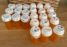 Pill Bottles Empty Amber Safety Lids Labels Removed