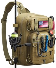 Fishing Backpack Tackle Bag with 2 Rod Holders, Multi-Compartment, Water-Resista