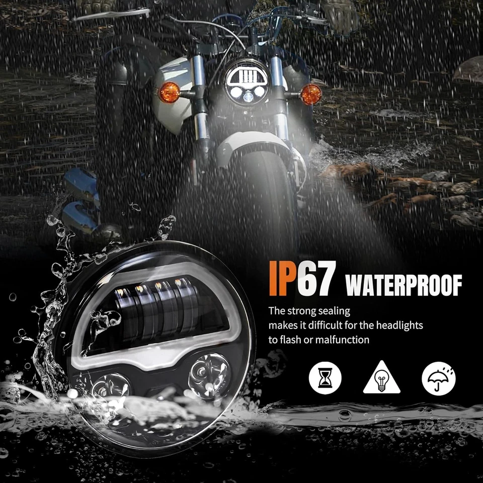 5.75" LED Headlight with Angle Eye W/DRL For TRIUMPH Scrambler 2007-2014 2015 Foto 2 de 4