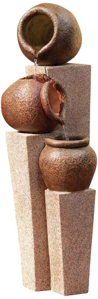Fuente de agua rústica de piso exterior 35 1/2" tres urnas en cascada para patio jardín Foto 2 de 4