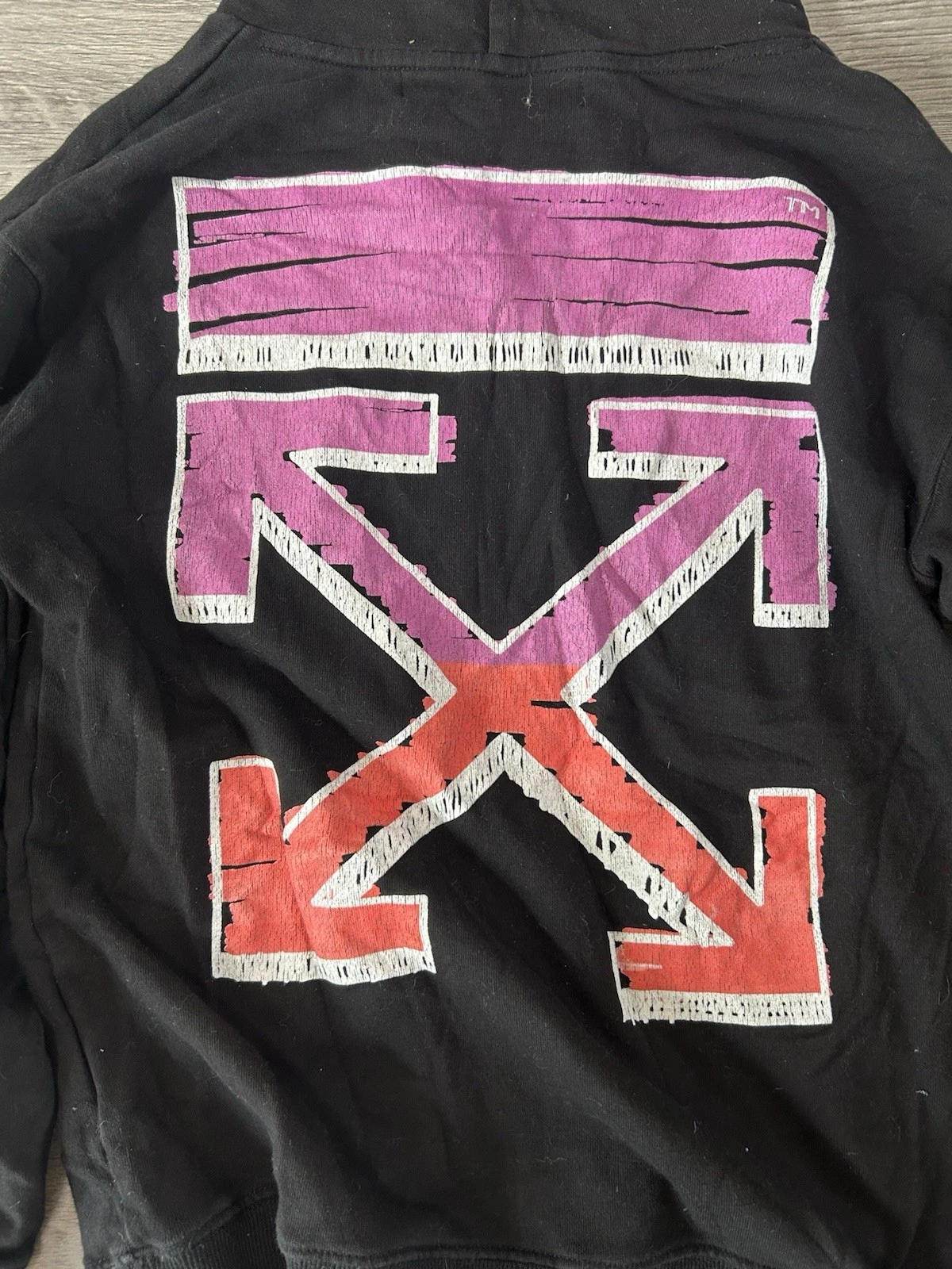 Felpa con cappuccio Off White sfumato viola arancione rosa taglia media spedizione veloce gratuita 2013