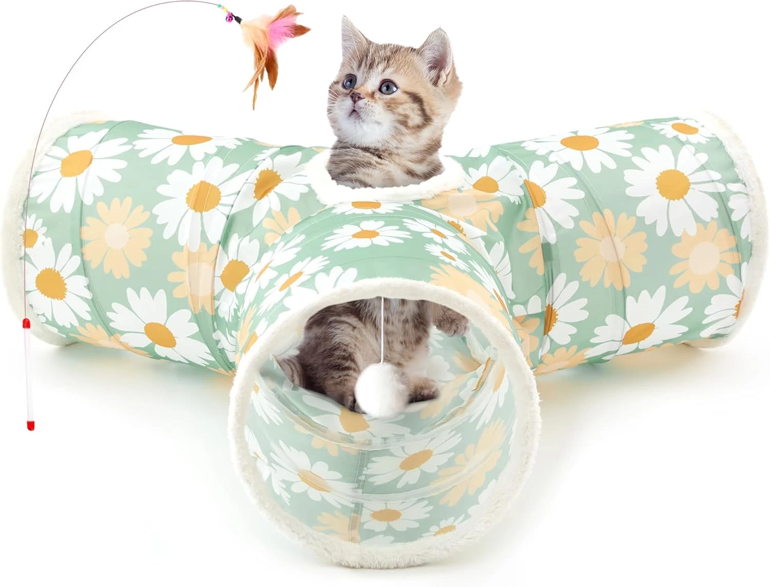 Pet Cat Tunnel Tube Cat Toys 3 Way Collapsible, Cat Tunnels for Indoor Cats，Kitt