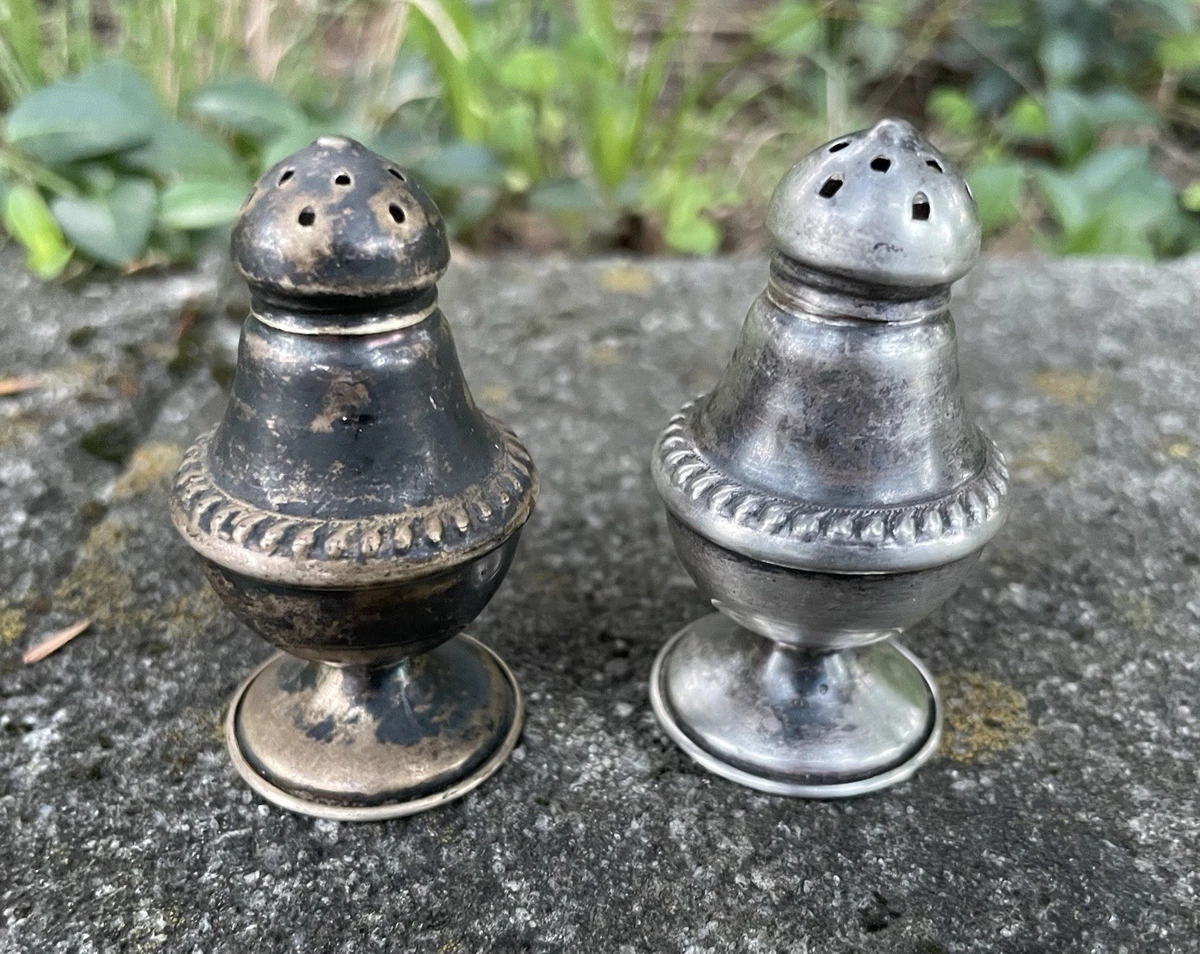 National Antique US Sterling Silver Salt & Pepper Shakers for sale