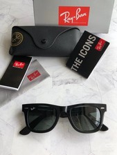RAY-BAN RB2140 WAYFARER CLASSIC SUNGLASSES 50MM SUNGLASS BLACK FRAME GRAY LENS