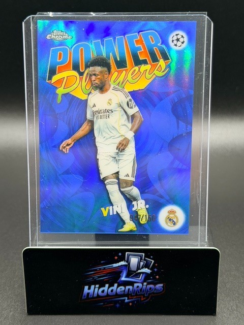 2024-25 Topps Chrome UEFA Vinicius Jr Power Players Blue Refractor #47/150
