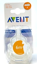 Avent Airflex 6 Month - Fast Flow Pack of 2 Bottle Nipples