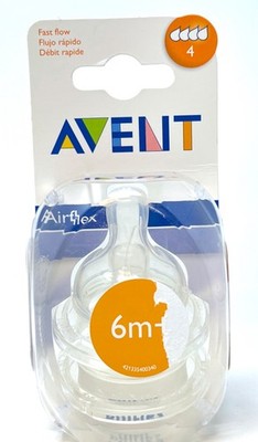 Avent Airflex 6+ Month - Fast Flow Pack of 2 Bottle Nipples