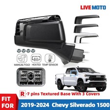 Side Mirror For 2019-2026 Chevy Silverado 1500 Sierra Wheated Temp 7pin Right Side Mirror For 2019-2026 Chevy Silverado 1500 Sierra Wheated Temp 7pin Right