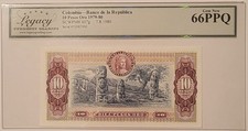 Colombia 1979-80 10 Pesos Oro Bank Note Gem New 66 PPQ Legacy (B)