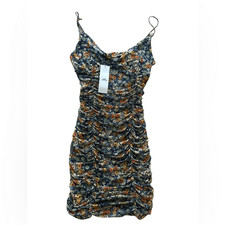 Urban Outfitters Floral Ruched Mini Spaghetti Strap Dress