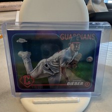 Topps Chrome Logofractor Shane Bieber Purple Refractor #149/250 Guardians 2024