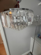 Laura Ashley Vienna 3-Arm Crystal and Chrome Chandelier Ceiling Light