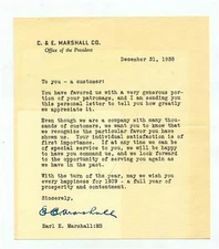 C & E Marshall Co Chicago Illinois Letter 1938 Watch Making Supplies 