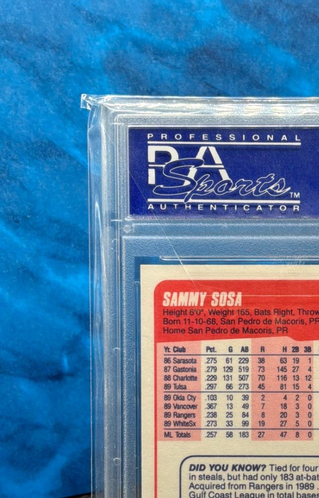 1990 Fleer SAMMY SOSA ard (#300) PSA 7 Graded NM Yankees - view 7
